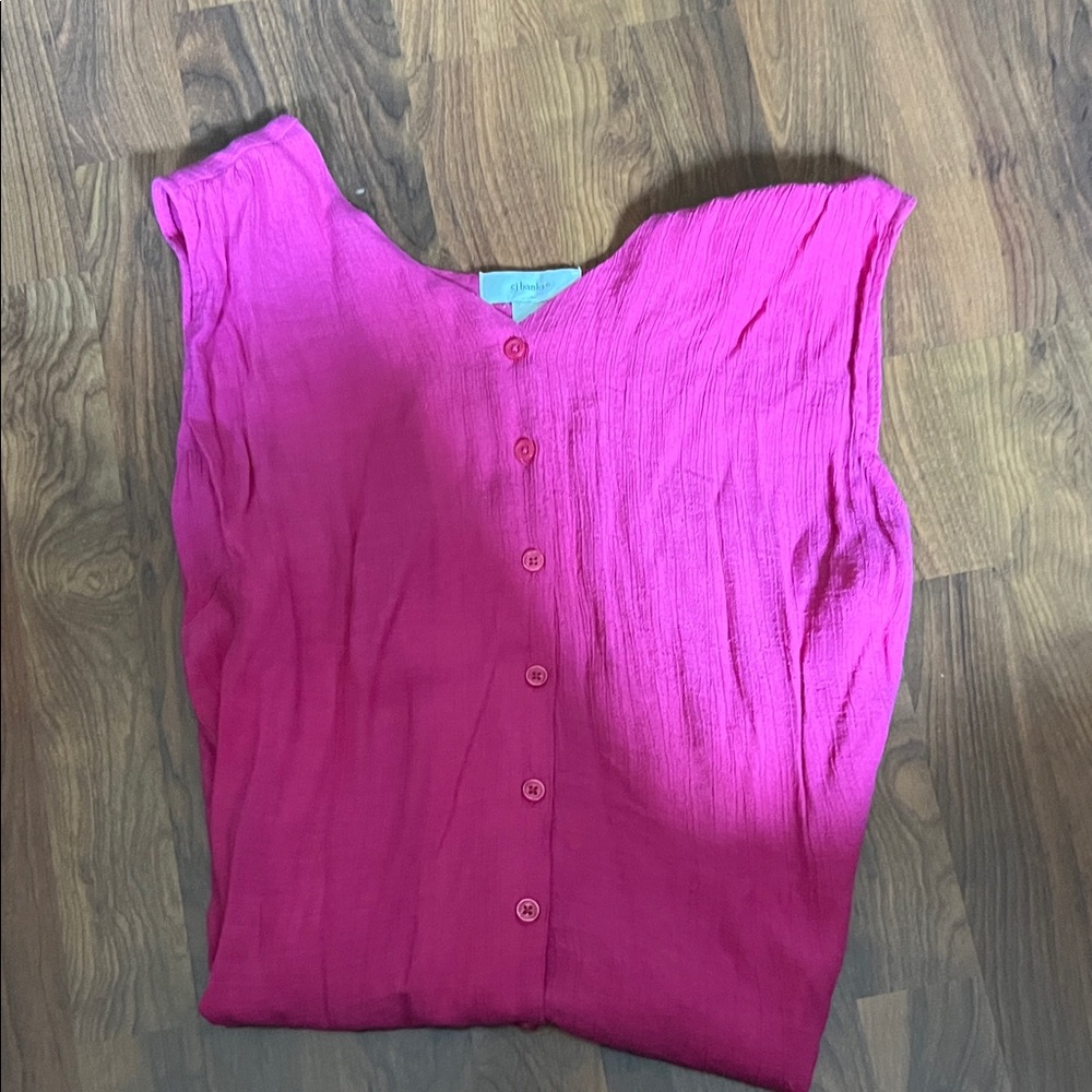 CJ Banks Fuchsia sleeveless Button-Down Shirt